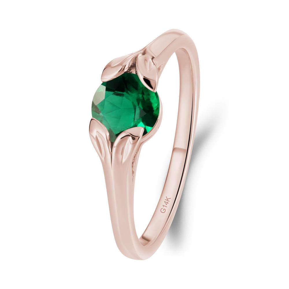 Leaf Inspired Emerald Engagement Ring - LUO Jewelry #metal_14k rose gold