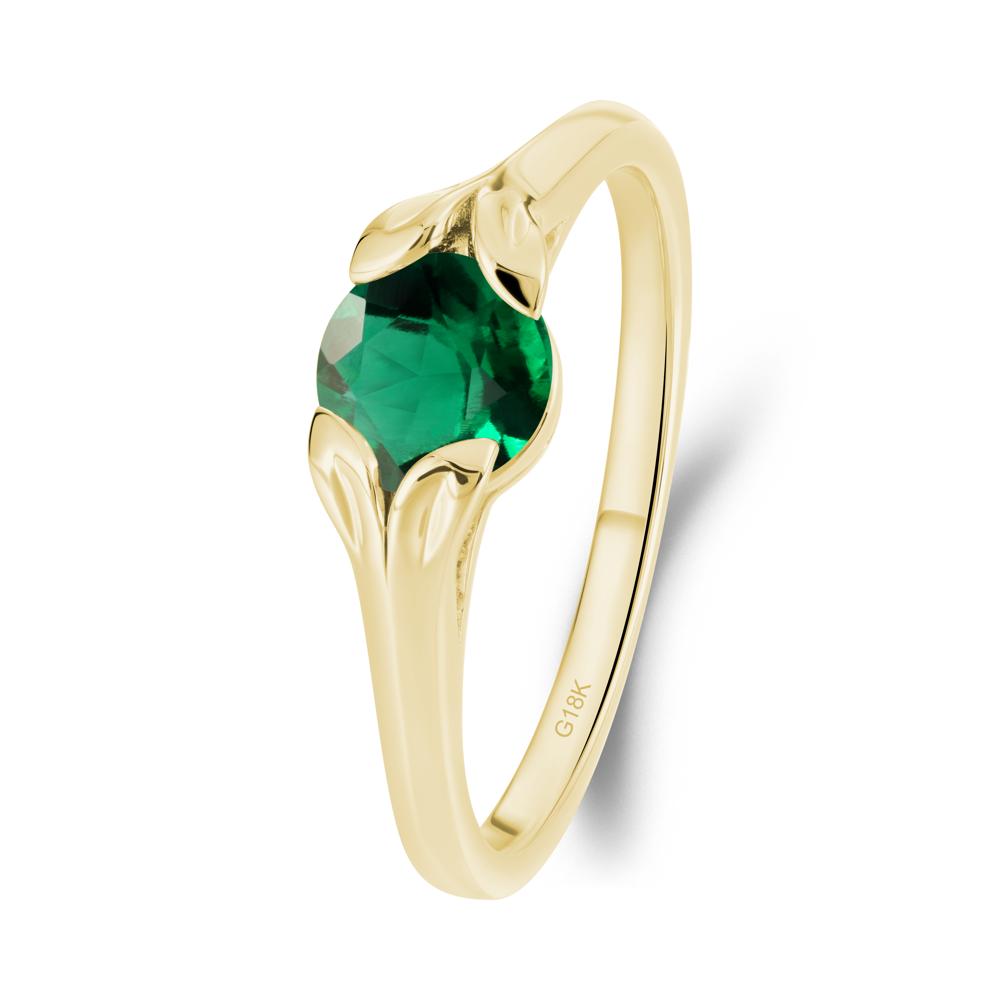 Leaf Inspired Emerald Engagement Ring - LUO Jewelry #metal_18k yellow gold