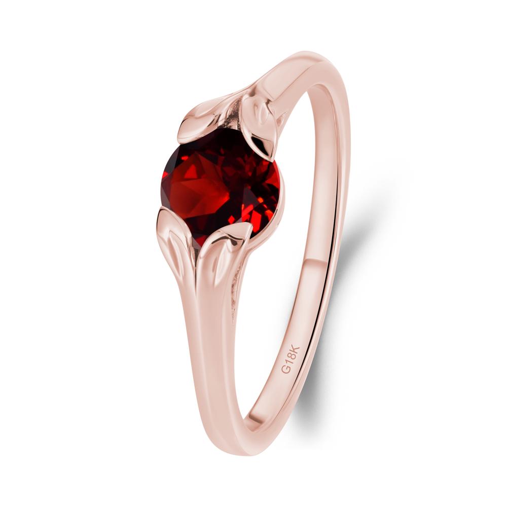 Round Garnet Leaf Ring - LUO Jewelry #metal_18k rose gold