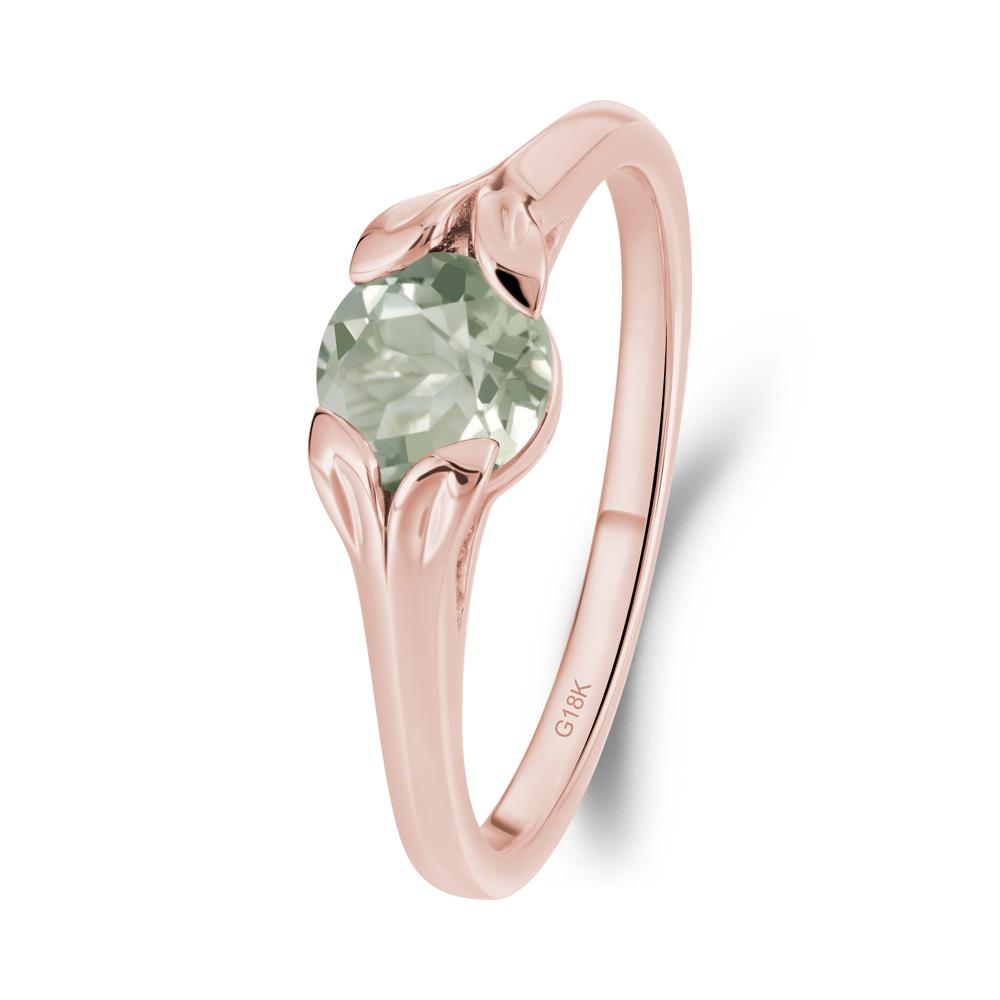 Leaf Inspired Green Amethyst Promise Ring - LUO Jewelry #metal_18k rose gold