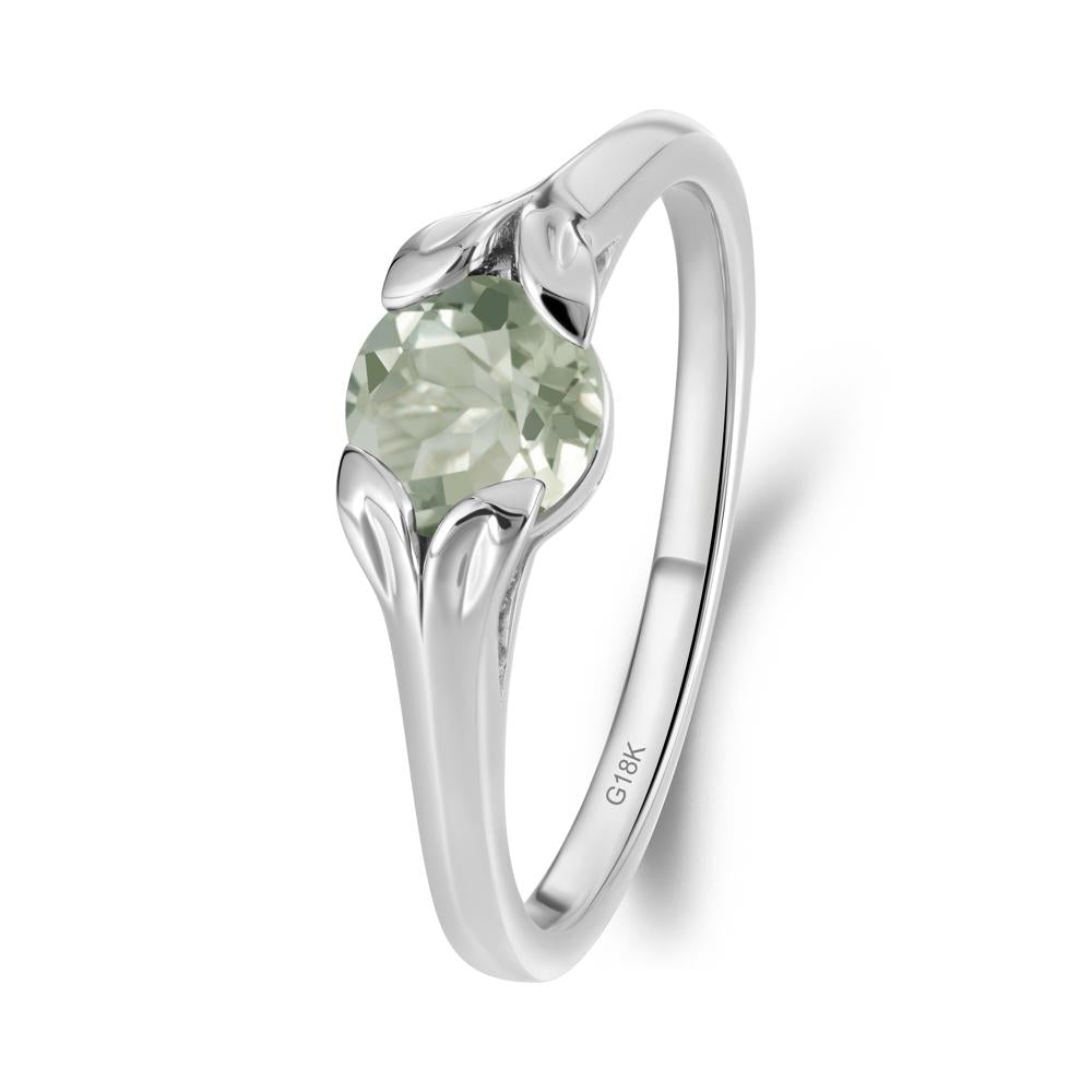 Leaf Inspired Green Amethyst Promise Ring - LUO Jewelry #metal_18k white gold