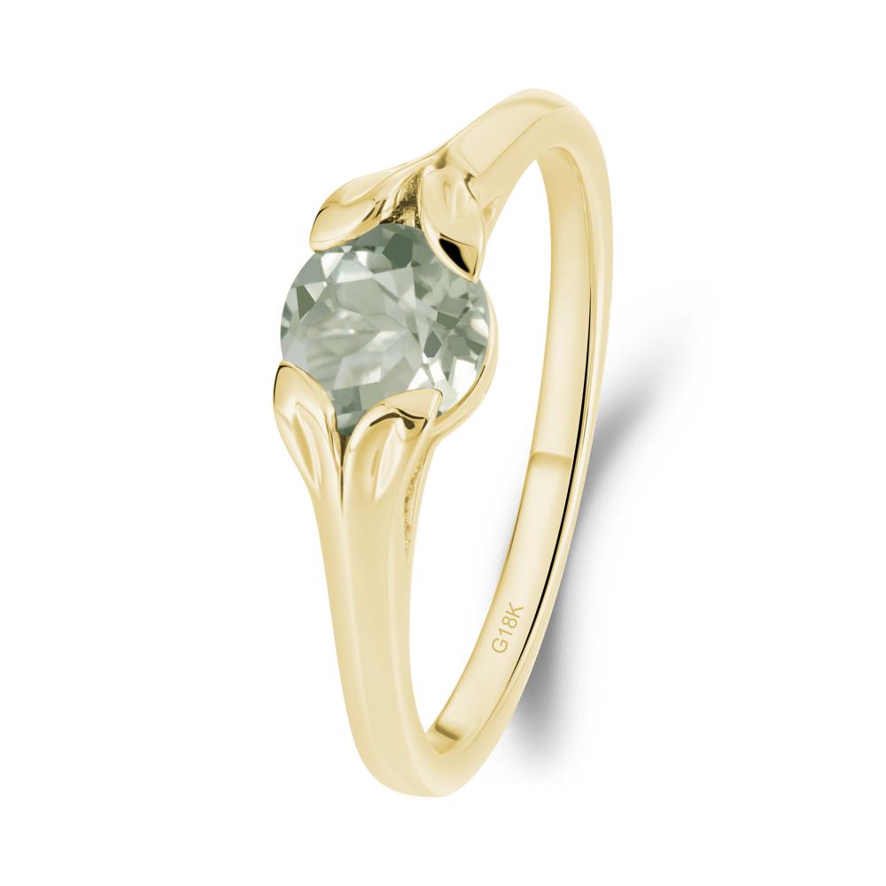 Leaf Inspired Green Amethyst Promise Ring - LUO Jewelry #metal_18k yellow gold