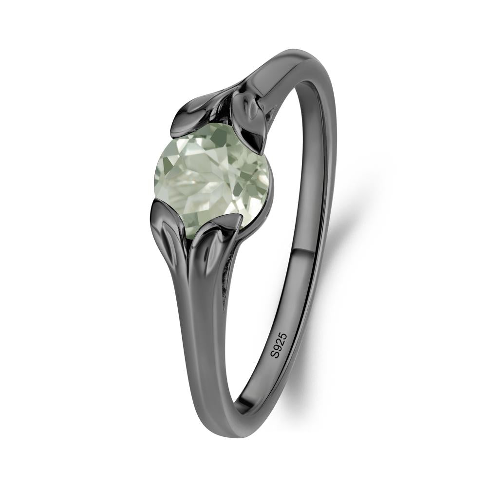 Leaf Inspired Green Amethyst Promise Ring - LUO Jewelry #metal_black finish sterling silver
