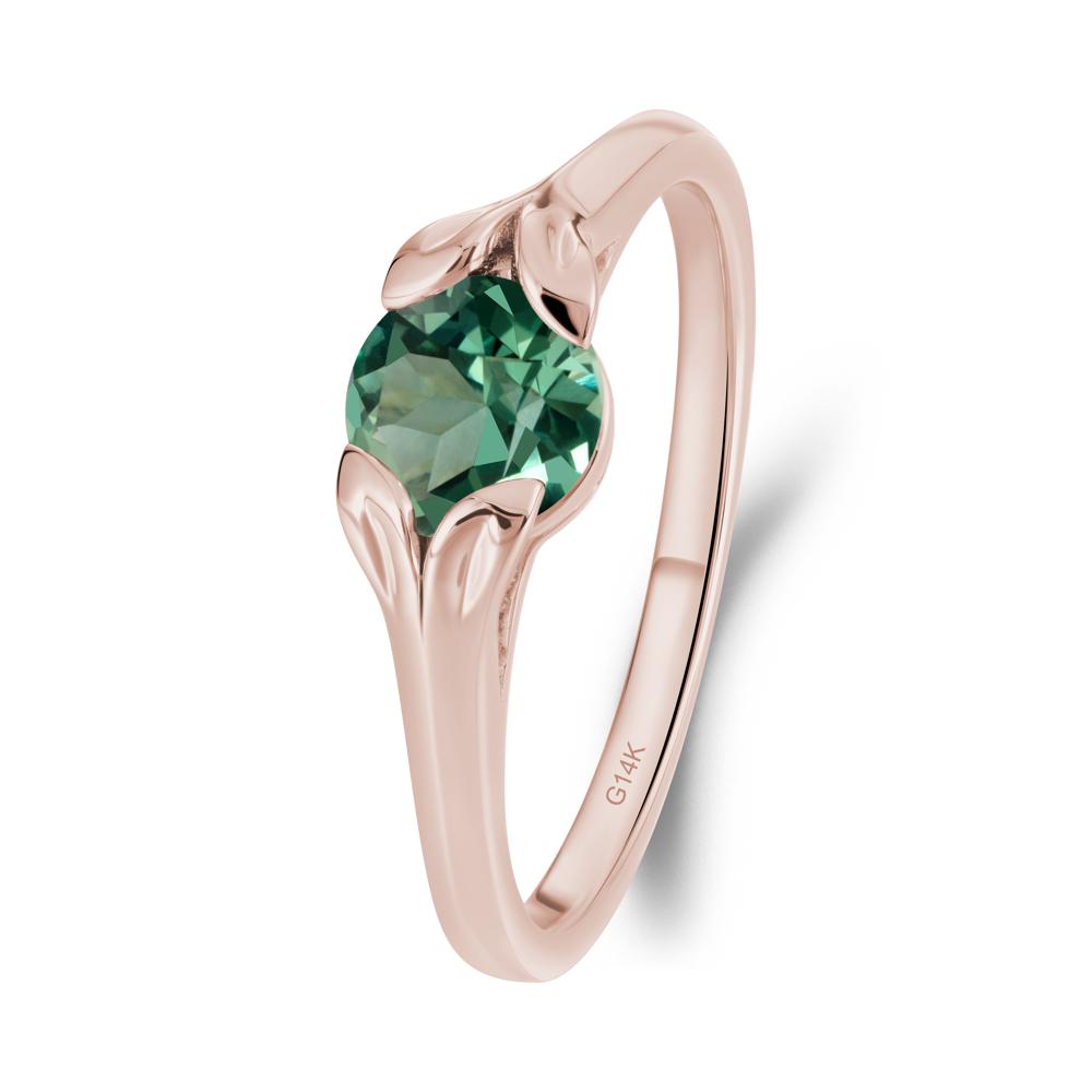 Leaf Inspired Green Sapphire Engagement Ring - LUO Jewelry #metal_14k rose gold