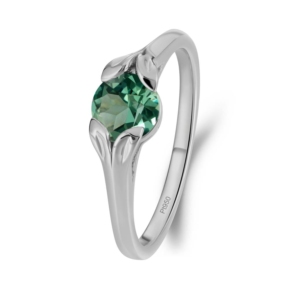 Leaf Inspired Green Sapphire Engagement Ring - LUO Jewelry #metal_platinum