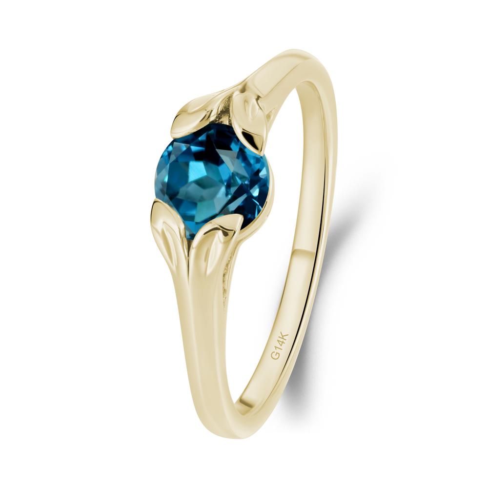Leaf Inspired London Blue Topaz Engagement Ring - LUO Jewelry #metal_14k yellow gold