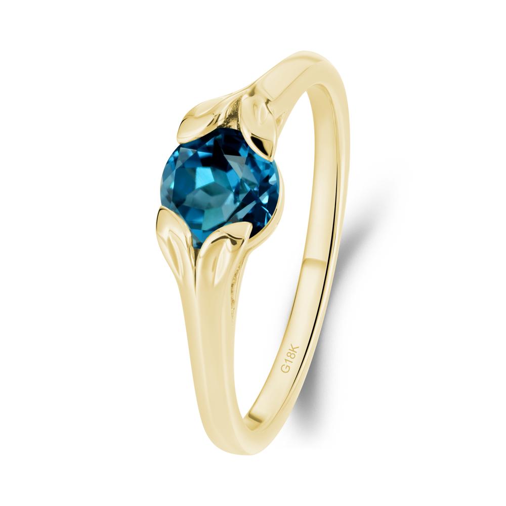 Leaf Inspired London Blue Topaz Engagement Ring - LUO Jewelry #metal_18k yellow gold