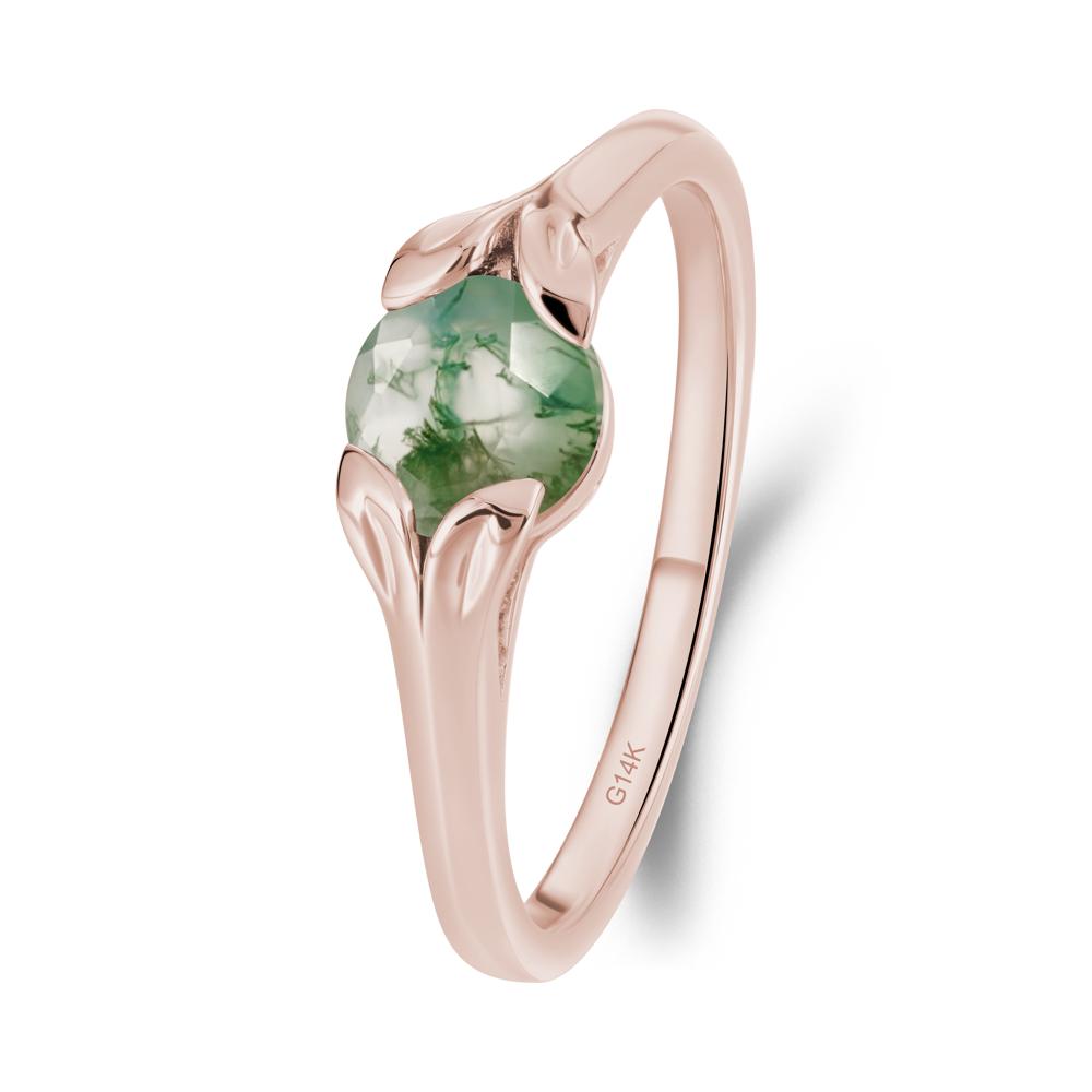 Leaf Inspired Moss Agate Engagement Ring - LUO Jewelry #metal_14k rose gold