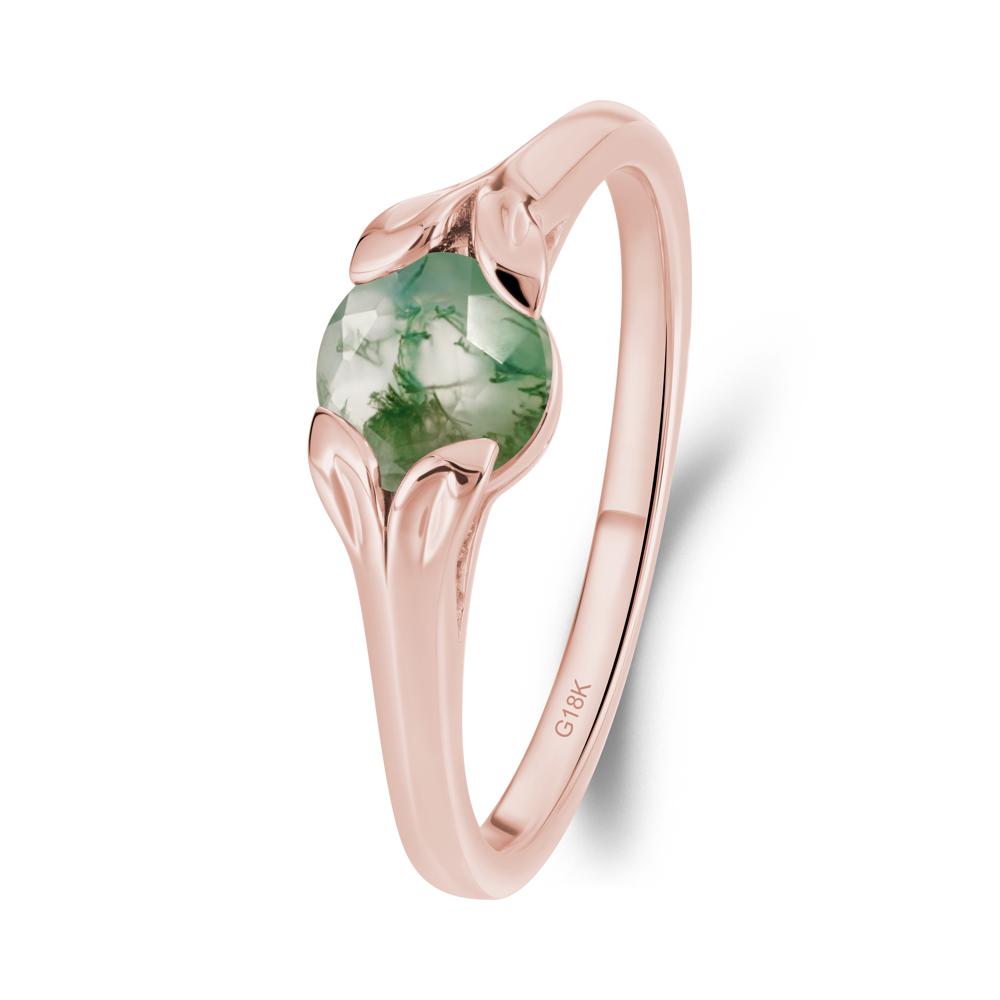 Leaf Inspired Moss Agate Engagement Ring - LUO Jewelry #metal_18k rose gold