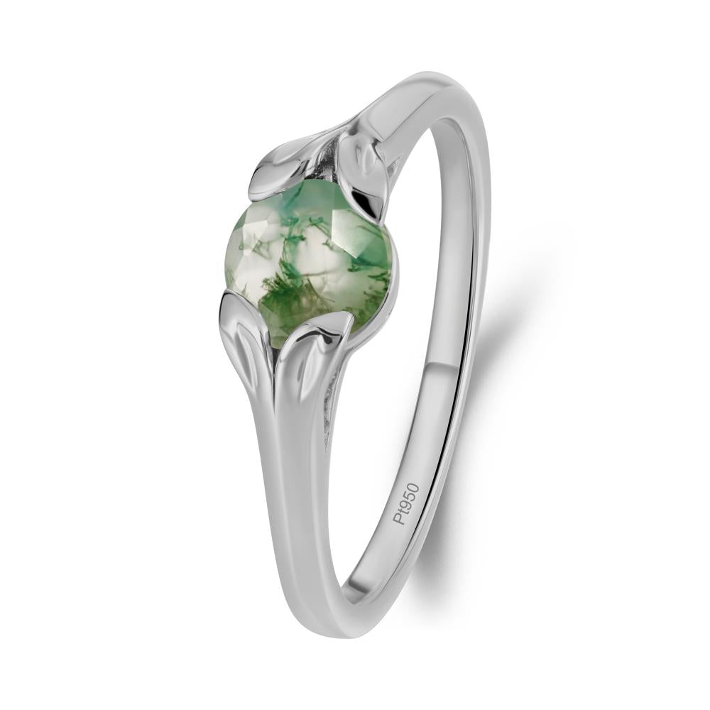 Leaf Inspired Moss Agate Engagement Ring - LUO Jewelry #metal_platinum