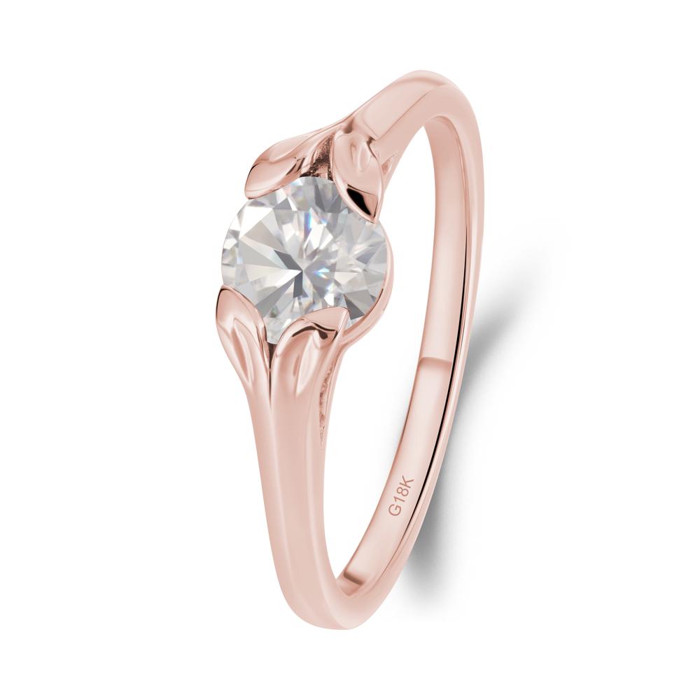 Round Moissanite Leaf Ring - LUO Jewelry #metal_18k rose gold