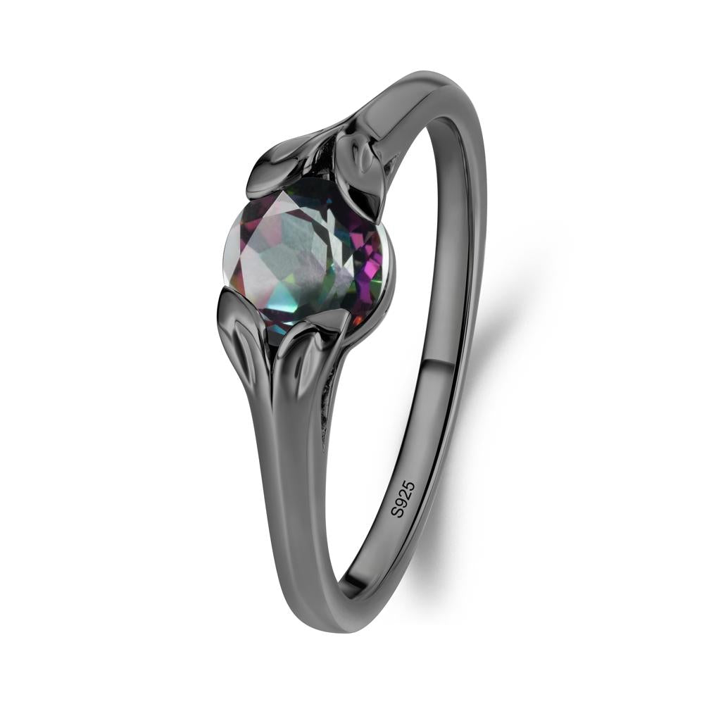 Leaf Inspired Mystic Topaz Promise Ring - LUO Jewelry #metal_black finish sterling silver