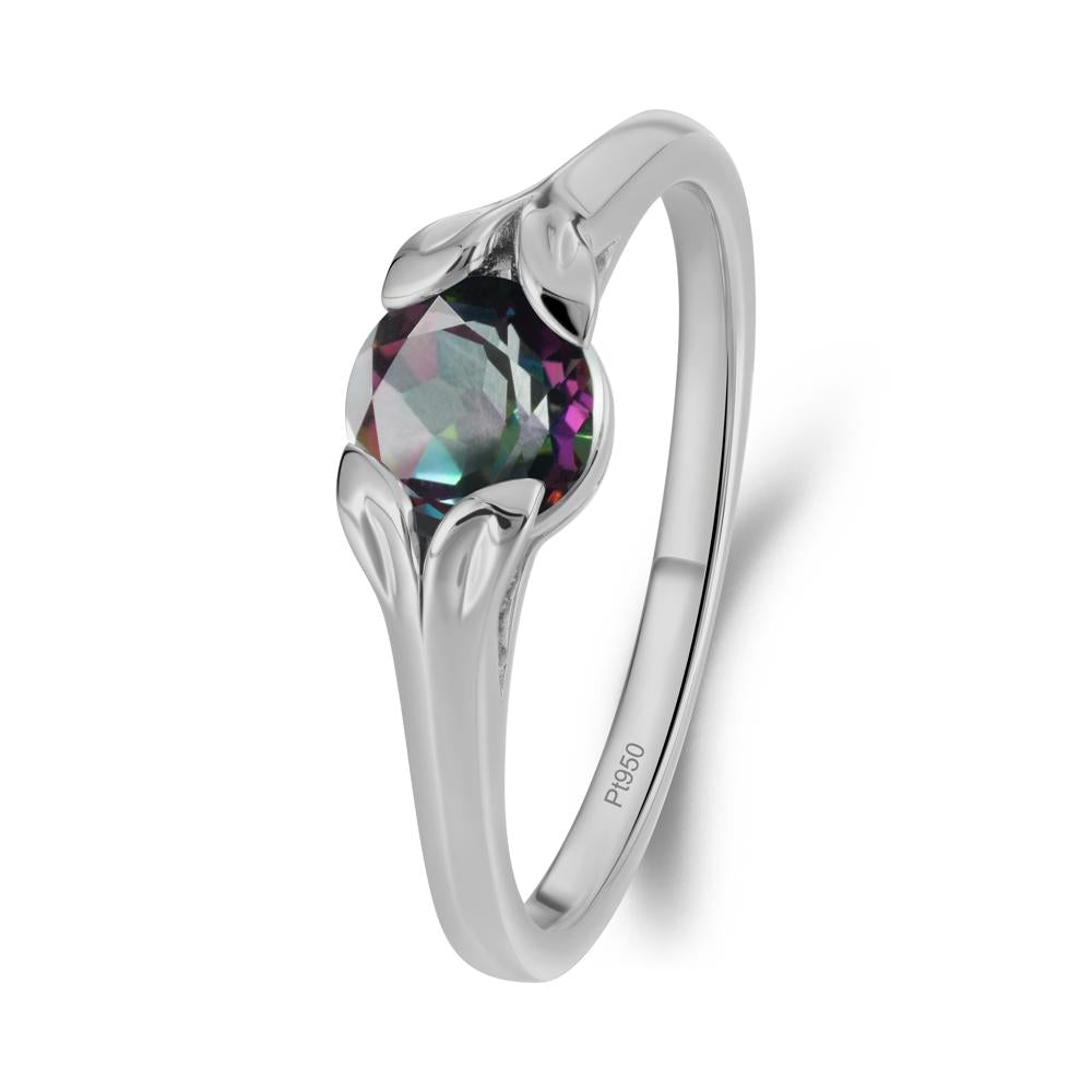 Leaf Inspired Mystic Topaz Promise Ring - LUO Jewelry #metal_platinum