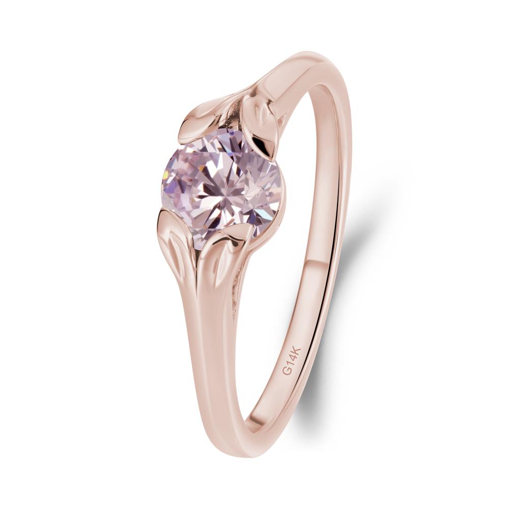 Leaf Inspired Pink Cubic Zirconia Engagement Ring - LUO Jewelry #metal_14k rose gold