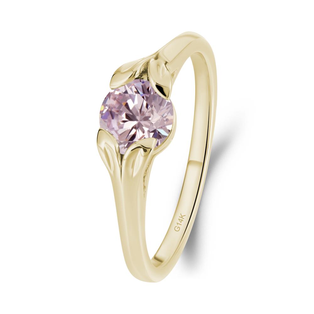 Leaf Inspired Pink Cubic Zirconia Engagement Ring - LUO Jewelry #metal_14k yellow gold