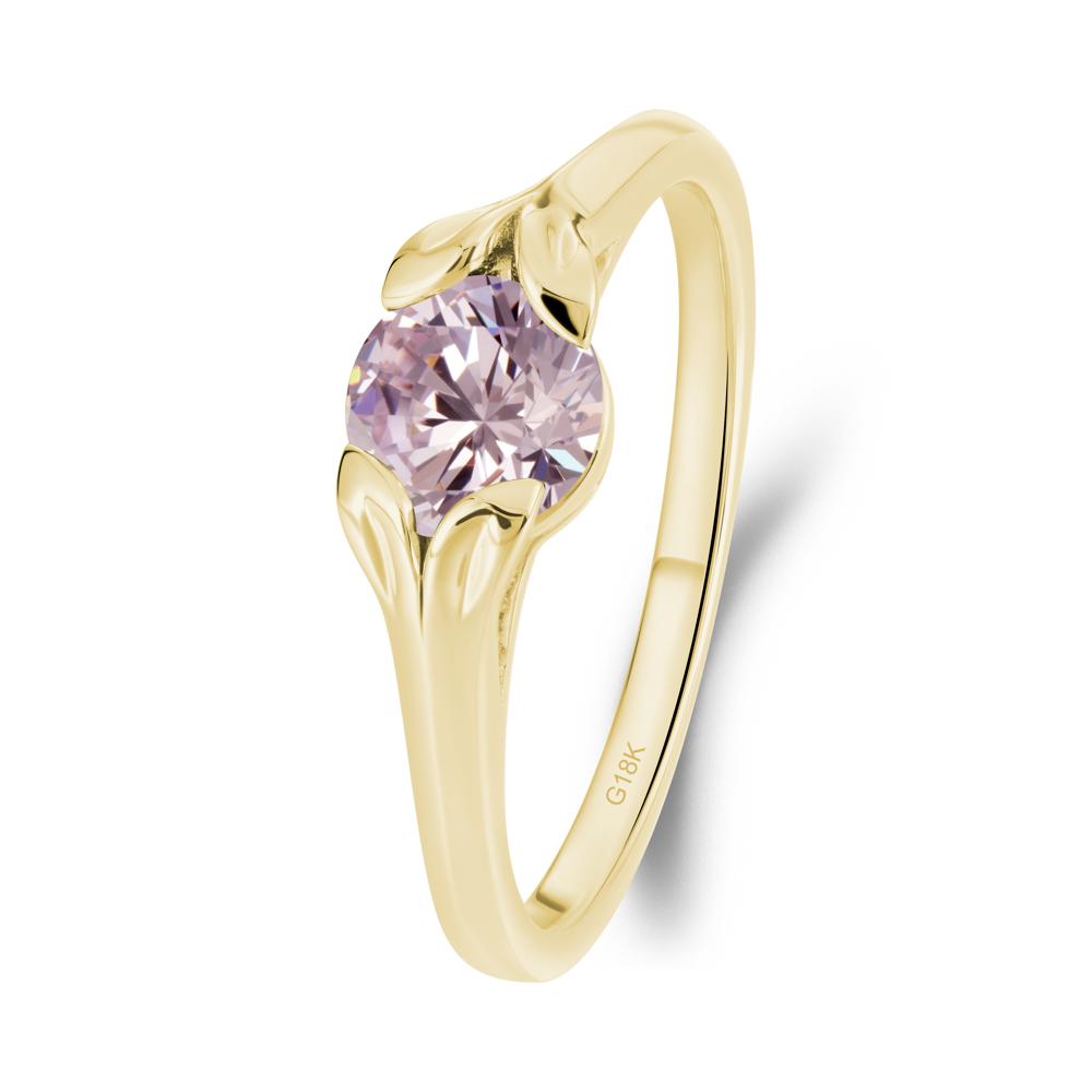 Leaf Inspired Pink Cubic Zirconia Engagement Ring - LUO Jewelry #metal_18k yellow gold