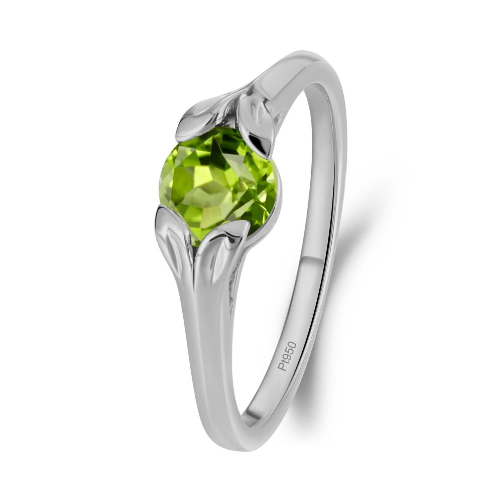 Round Peridot Leaf Ring - LUO Jewelry #metal_platinum