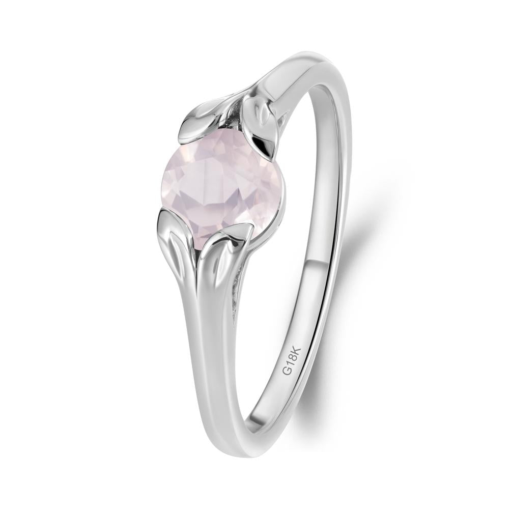 Leaf Inspired Rose Quartz Promise Ring - LUO Jewelry #metal_18k white gold