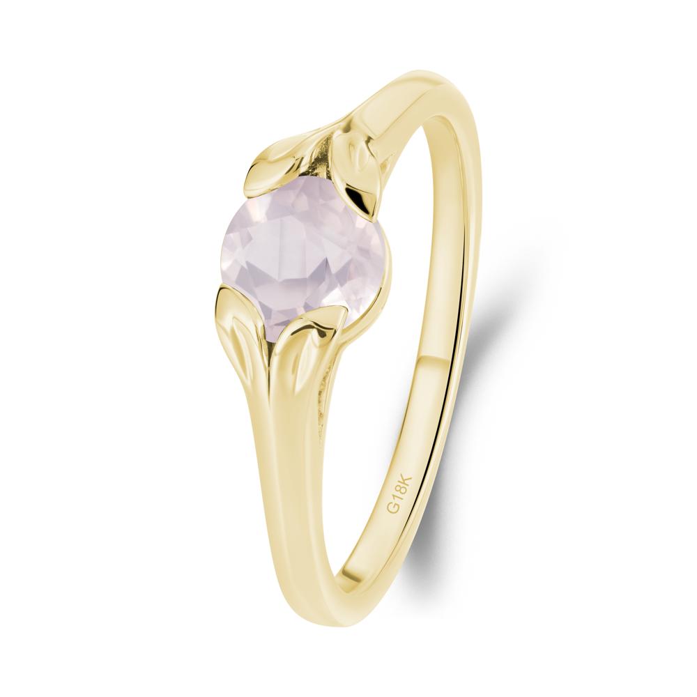 Leaf Inspired Rose Quartz Promise Ring - LUO Jewelry #metal_18k yellow gold
