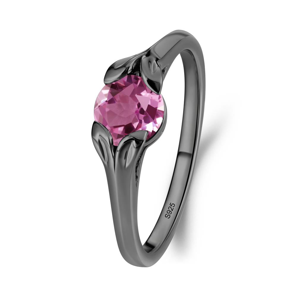 Leaf Inspired Pink Sapphire Engagement Ring - LUO Jewelry #metal_black finish sterling silver