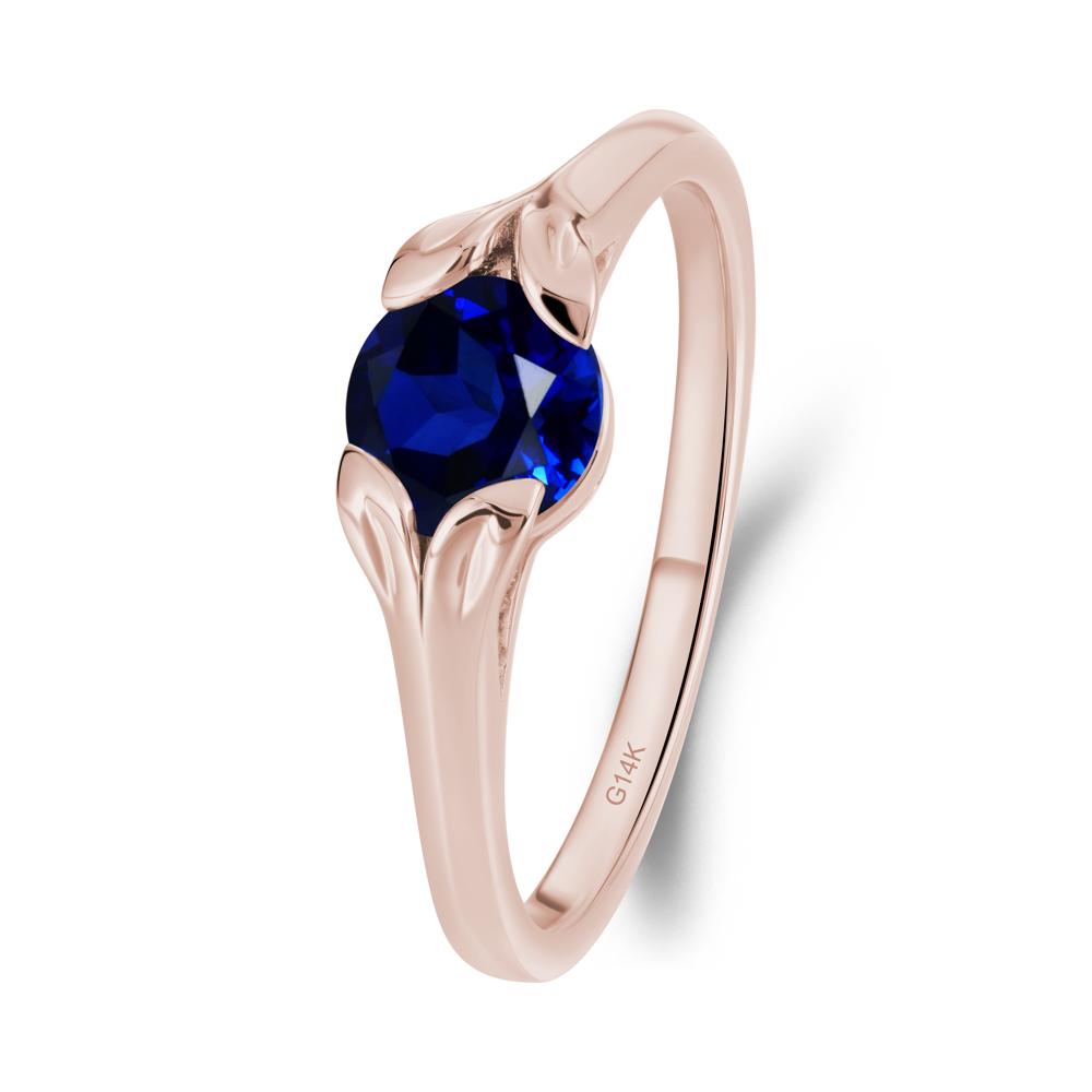 Round Sapphire Leaf Ring - LUO Jewelry #metal_14k rose gold