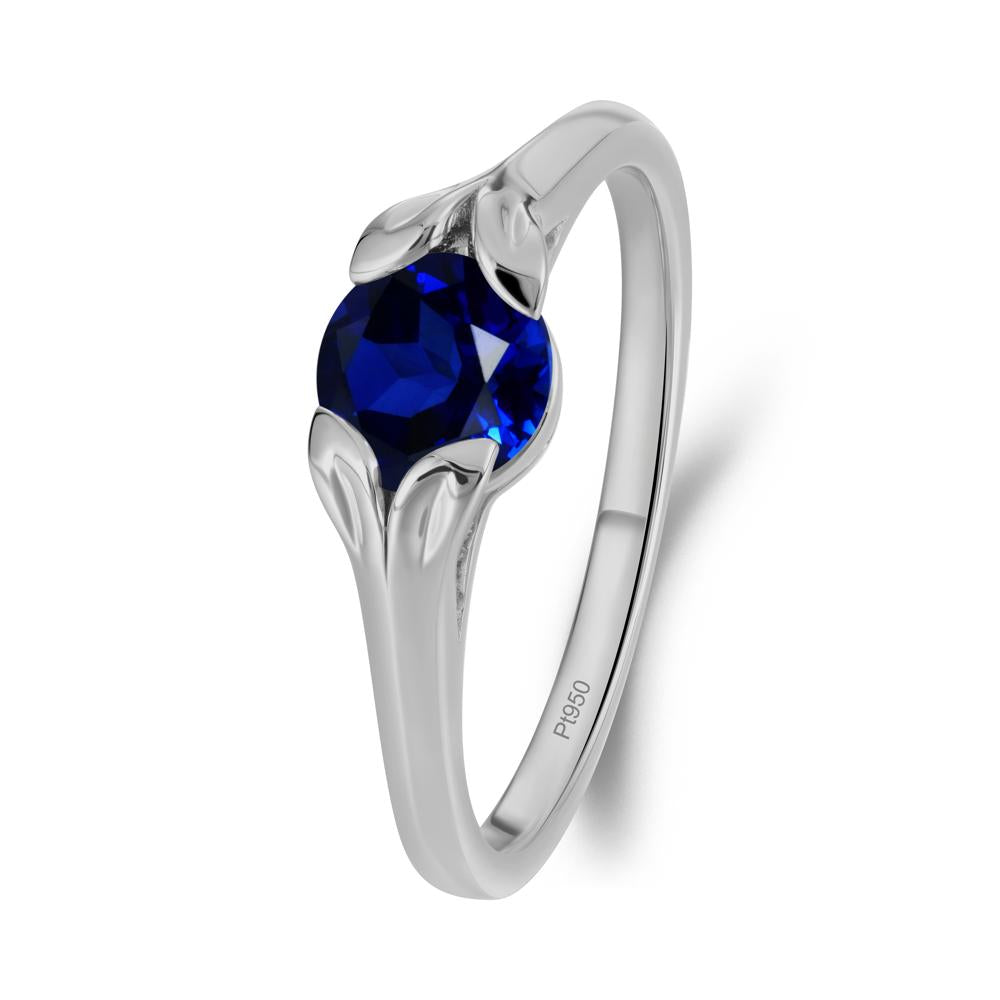 Round Sapphire Leaf Ring - LUO Jewelry #metal_platinum