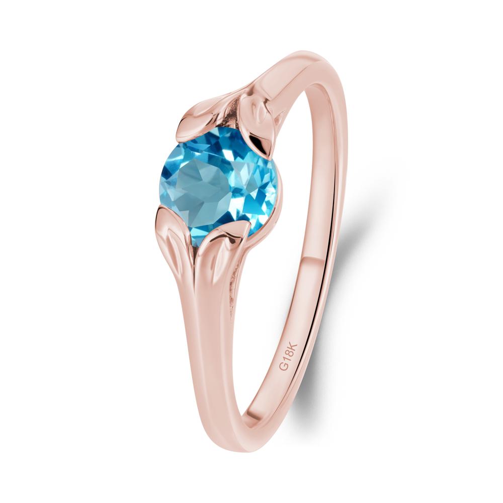 Leaf Inspired Swiss Blue Topaz Engagement Ring - LUO Jewelry #metal_18k rose gold