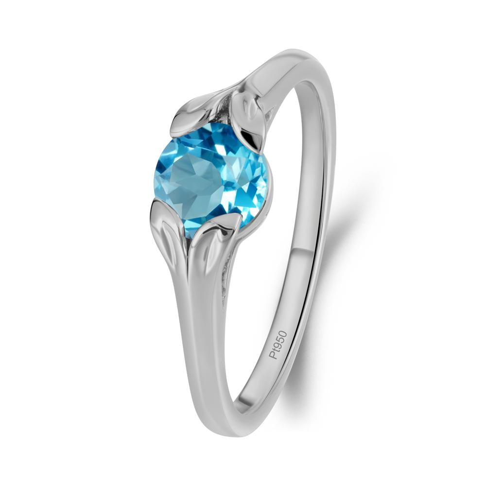 Leaf Inspired Swiss Blue Topaz Engagement Ring - LUO Jewelry #metal_platinum