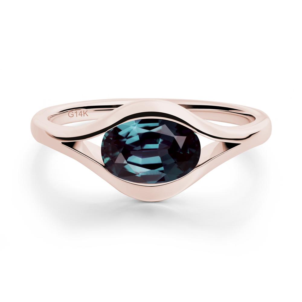 Minimalist Bezel Set Alexandrite Ring - LUO Jewelry #metal_14k rose gold