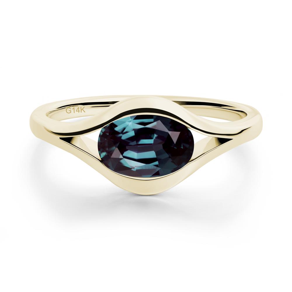 Minimalist Bezel Set Alexandrite Ring - LUO Jewelry #metal_14k yellow gold