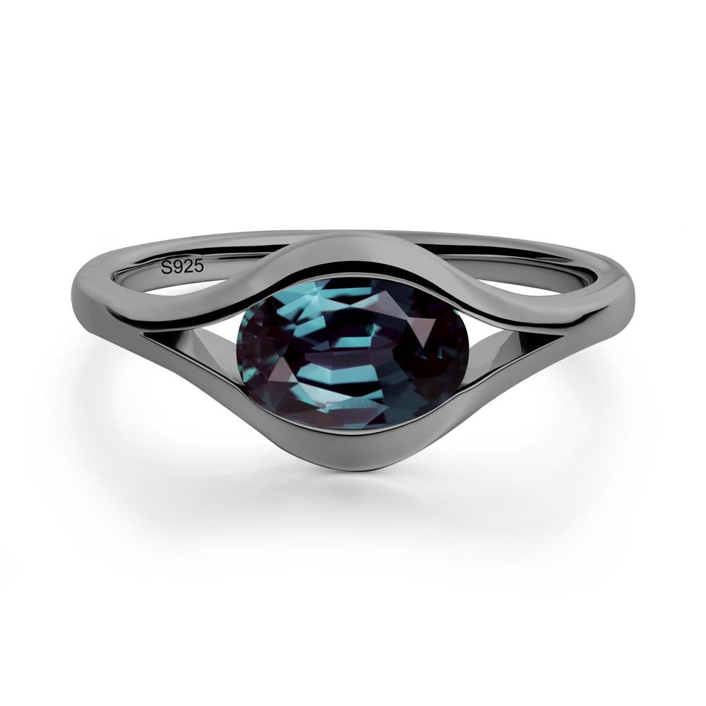 Minimalist Bezel Set Alexandrite Ring - LUO Jewelry #metal_black finish sterling silver