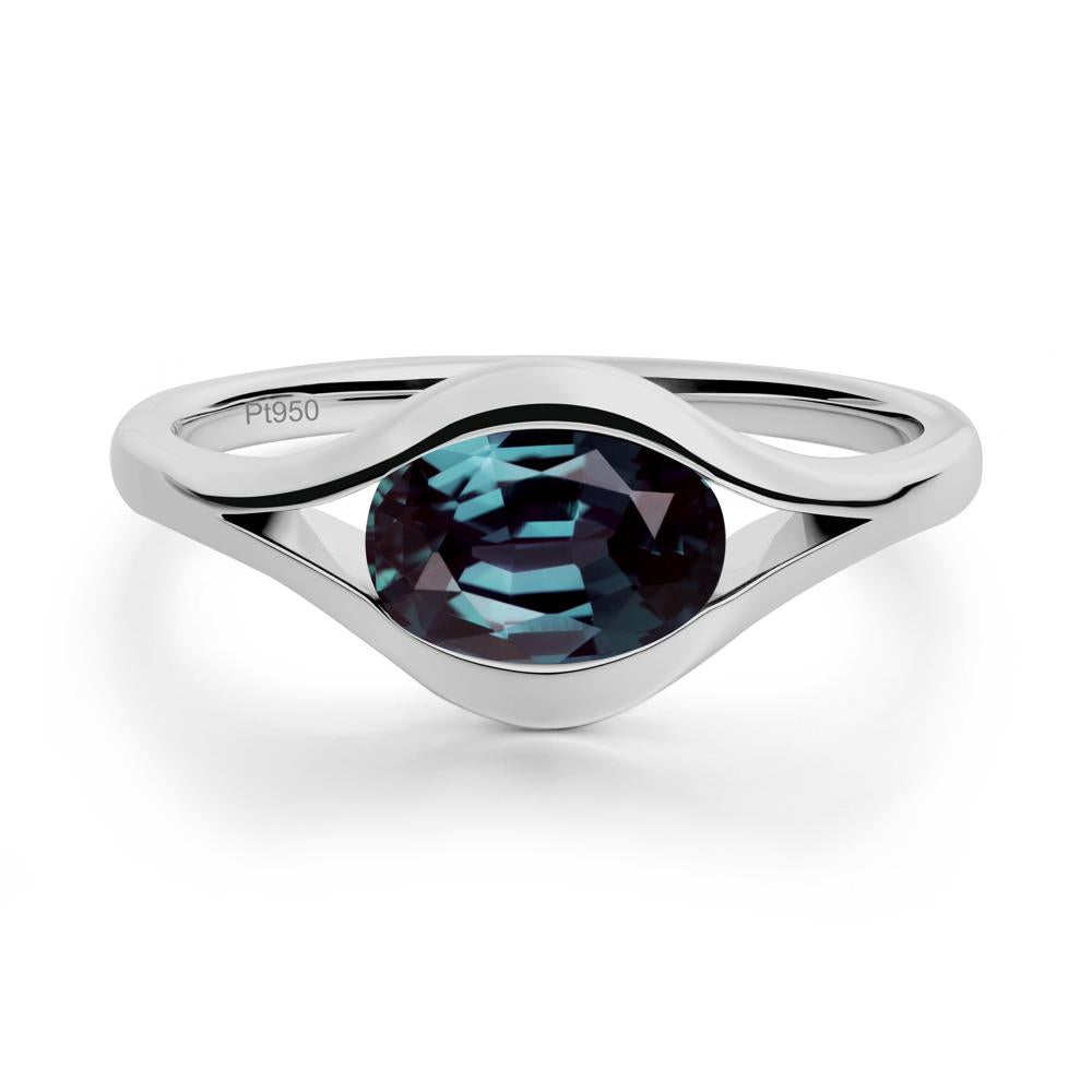Minimalist Bezel Set Alexandrite Ring - LUO Jewelry #metal_platinum