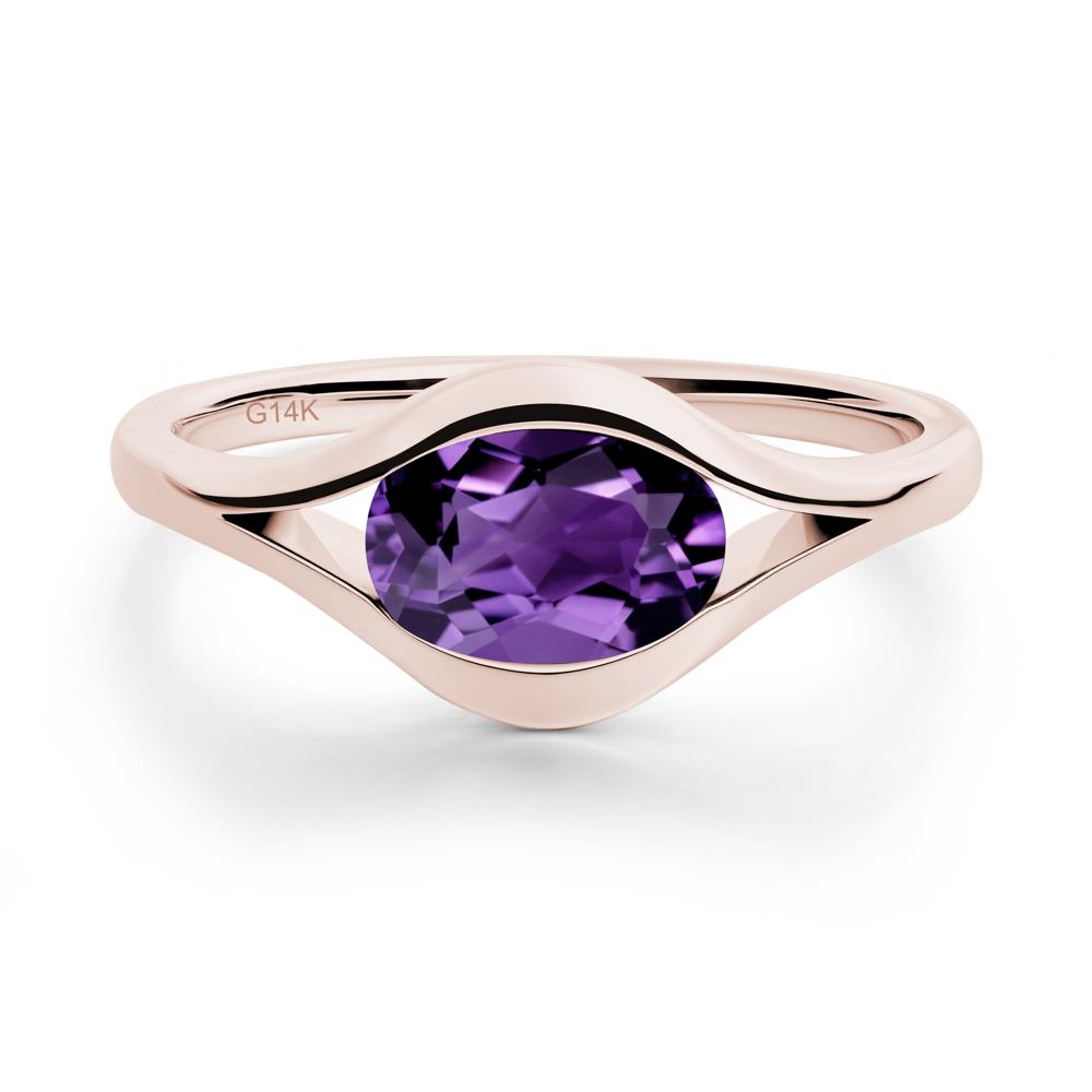 Minimalist Bezel Set Amethyst Ring - LUO Jewelry #metal_14k rose gold