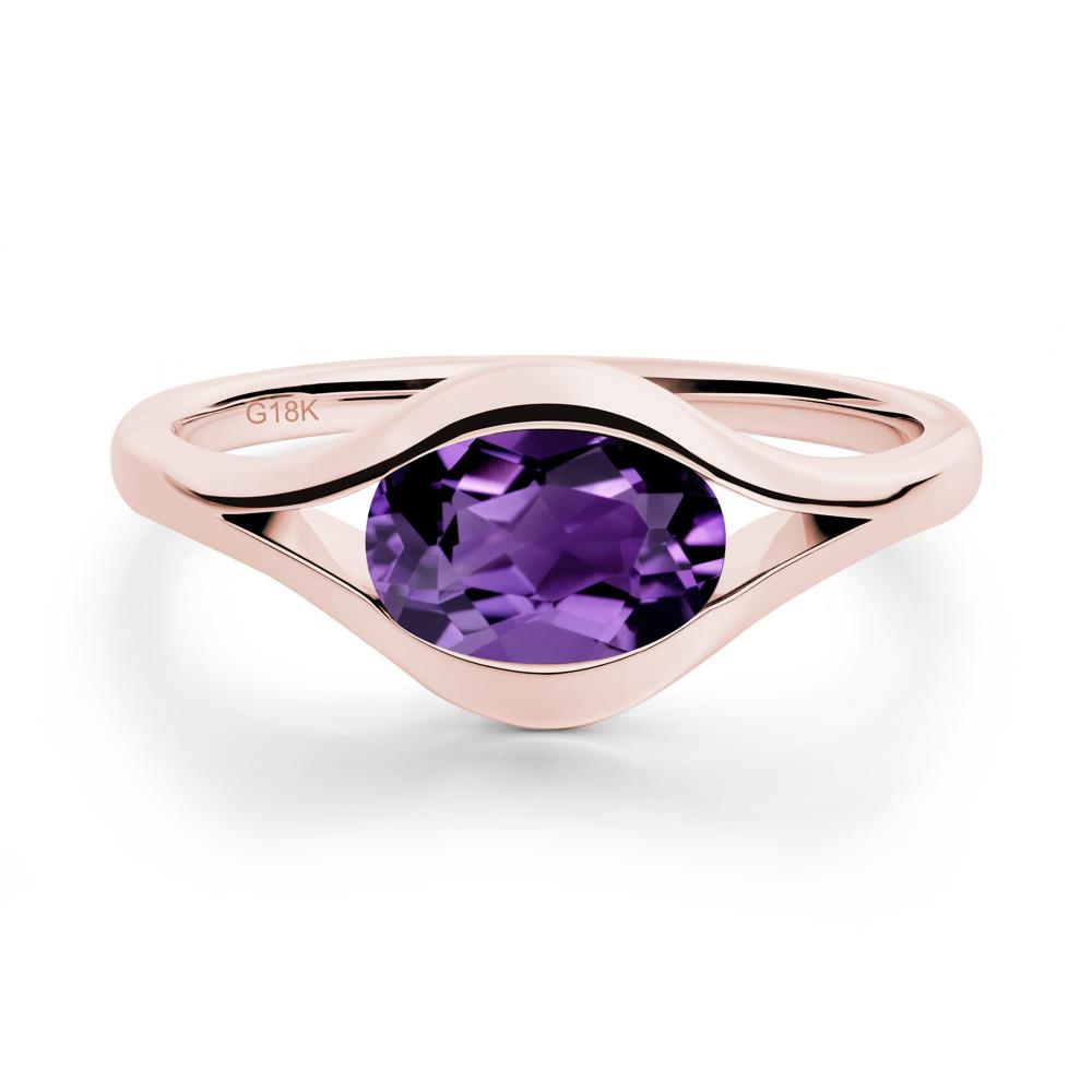 Minimalist Bezel Set Amethyst Ring - LUO Jewelry #metal_18k rose gold