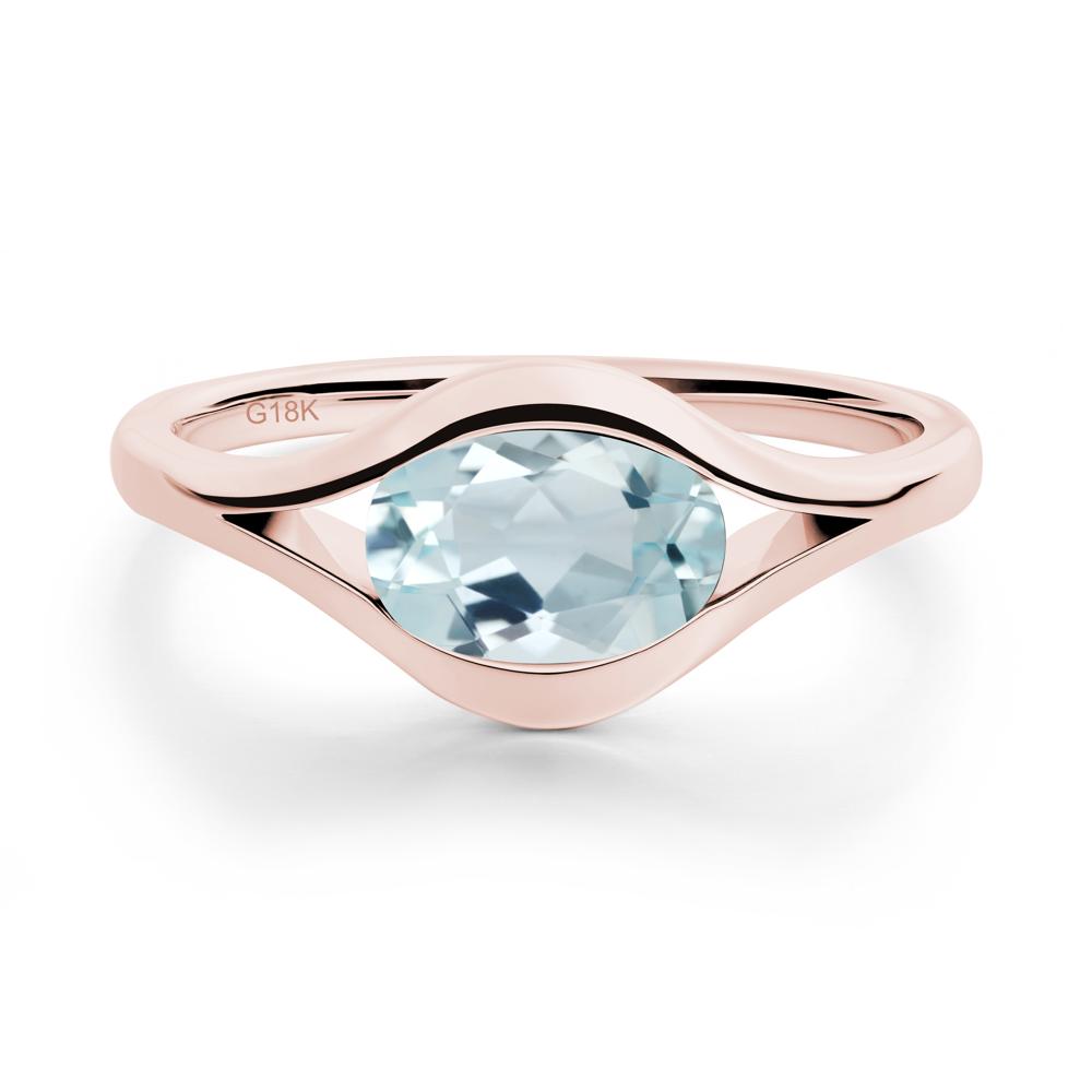 Oval Aquamarine Evil Eye Ring - LUO Jewelry #metal_18k rose gold