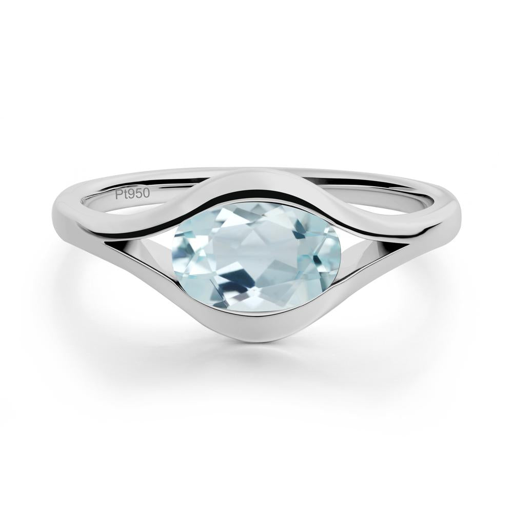 Oval Aquamarine Evil Eye Ring - LUO Jewelry #metal_platinum