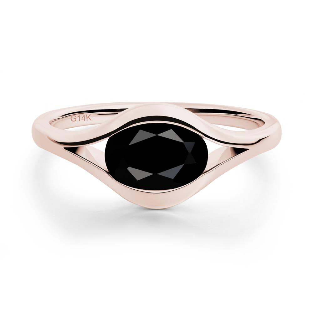 Oval Black Spinel Evil Eye Ring - LUO Jewelry #metal_14k rose gold