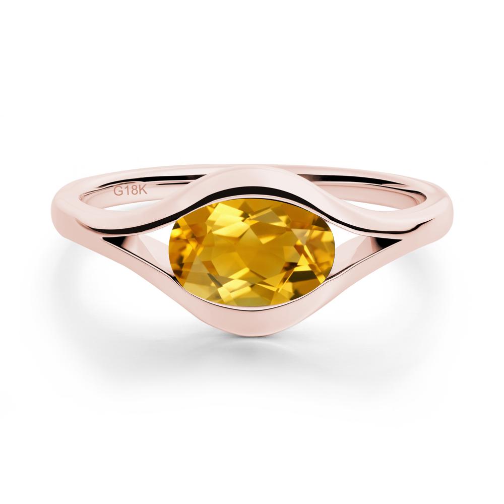 Oval Citrine Evil Eye Ring - LUO Jewelry #metal_18k rose gold