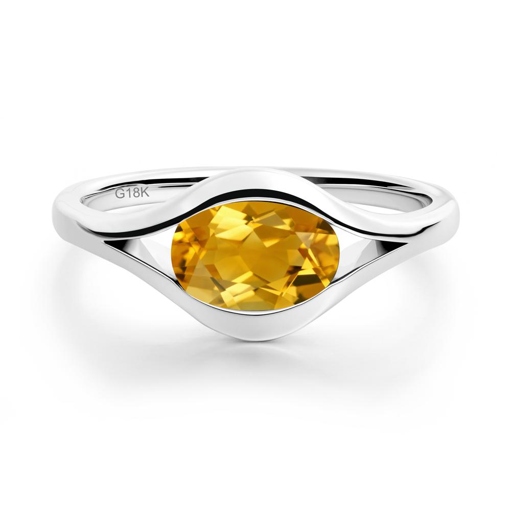 Oval Citrine Evil Eye Ring - LUO Jewelry #metal_18k white gold
