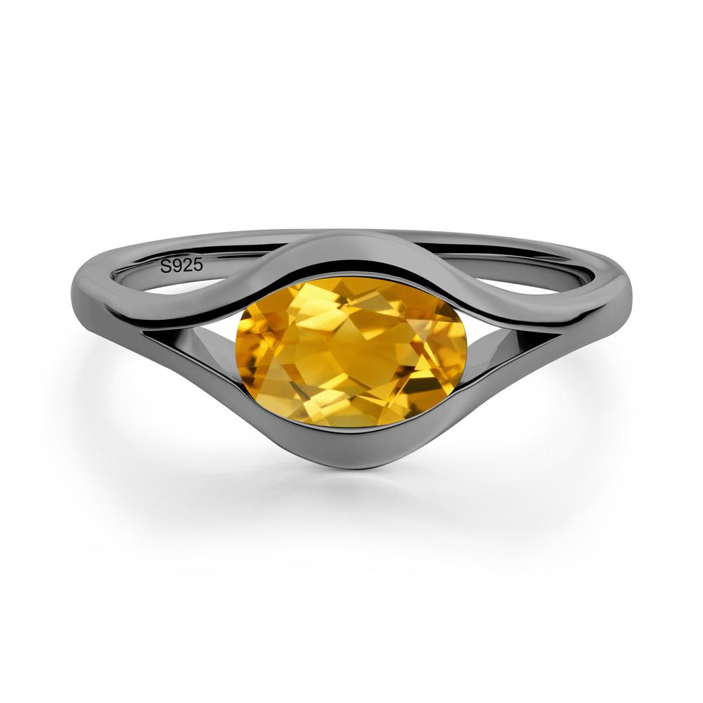 Oval Citrine Evil Eye Ring - LUO Jewelry #metal_black finish sterling silver