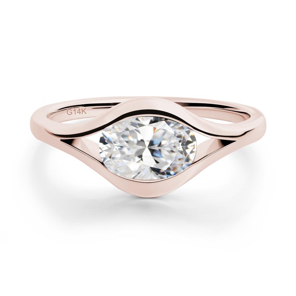 Oval Cubic Zirconia Evil Eye Ring - LUO Jewelry #metal_14k rose gold