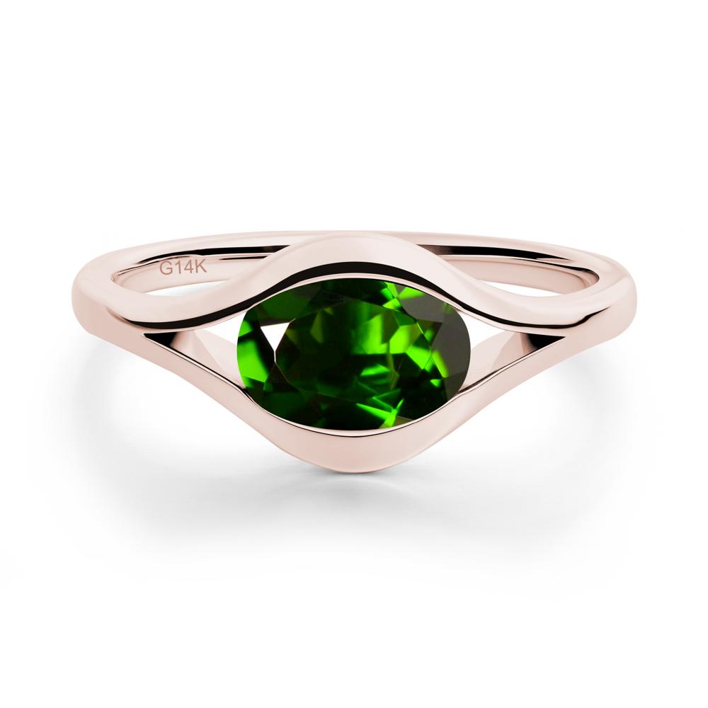 Minimalist Bezel Set Diopside Ring - LUO Jewelry #metal_14k rose gold