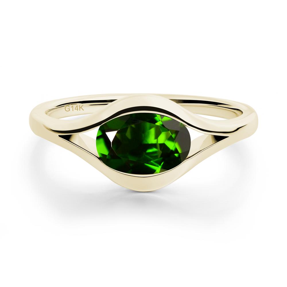 Minimalist Bezel Set Diopside Ring - LUO Jewelry #metal_14k yellow gold