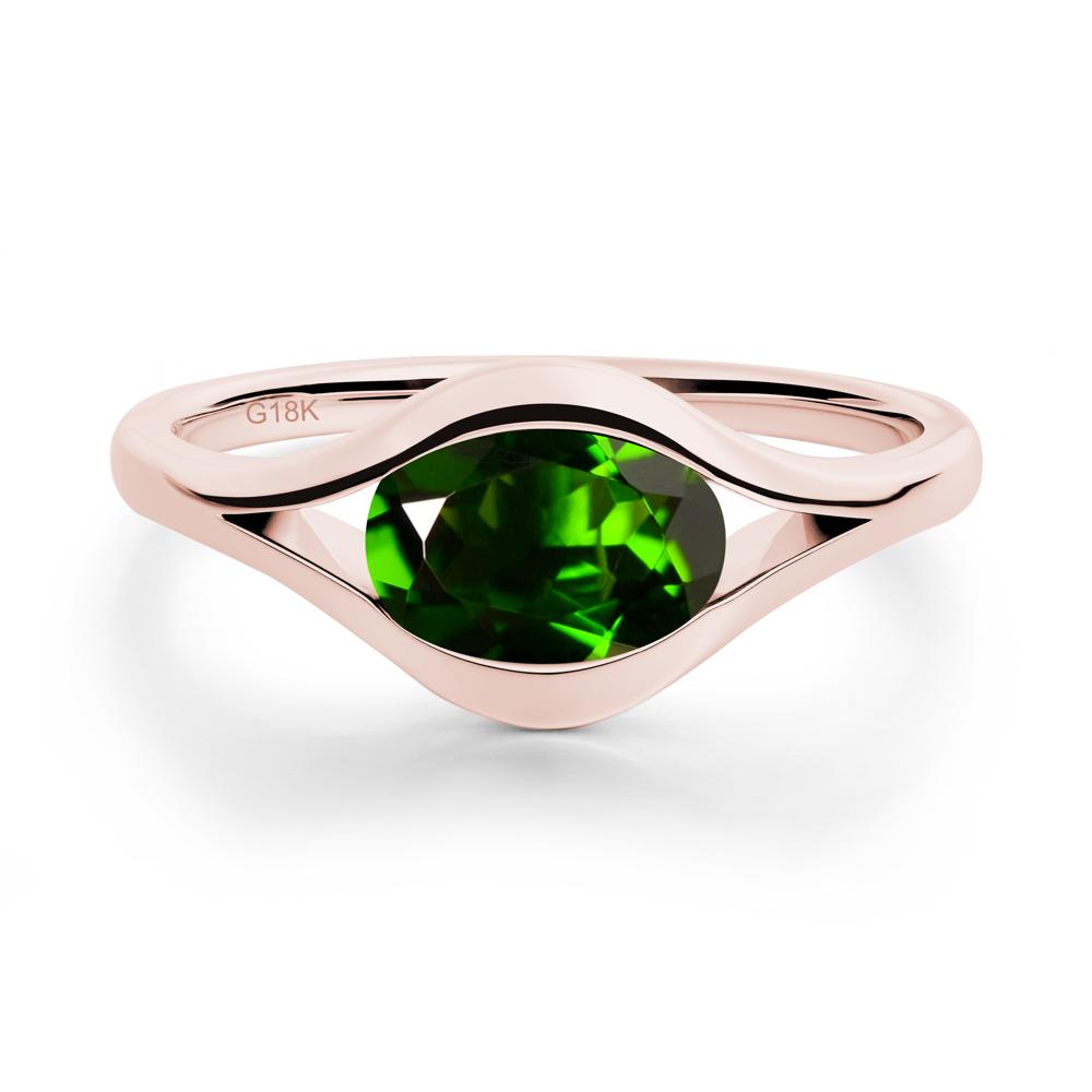 Minimalist Bezel Set Diopside Ring - LUO Jewelry #metal_18k rose gold