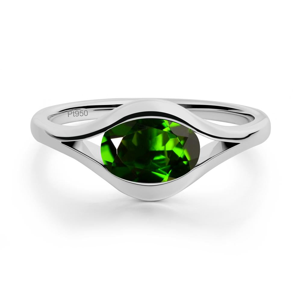 Minimalist Bezel Set Diopside Ring - LUO Jewelry #metal_platinum