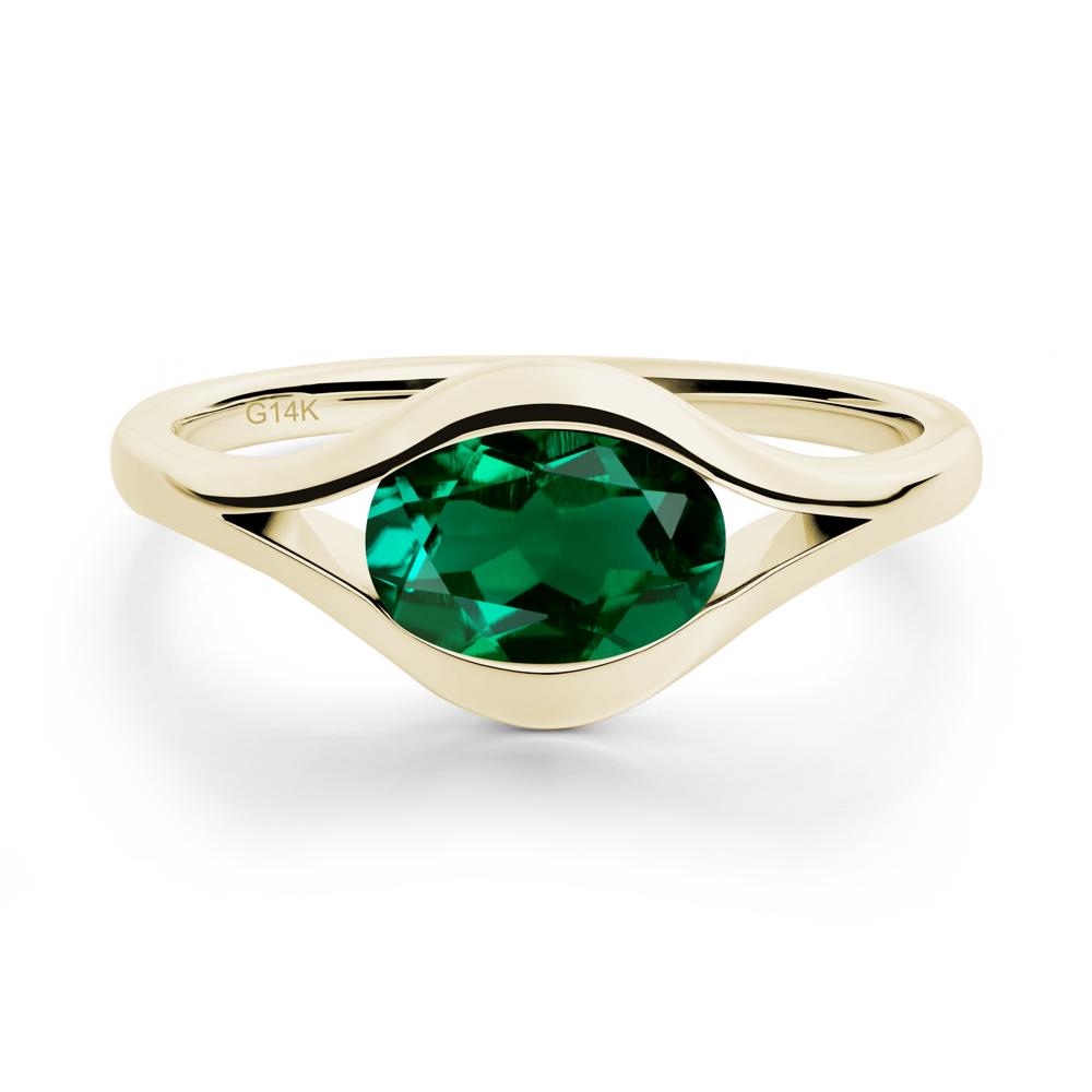 Minimalist Bezel Set Emerald Ring - LUO Jewelry #metal_14k yellow gold