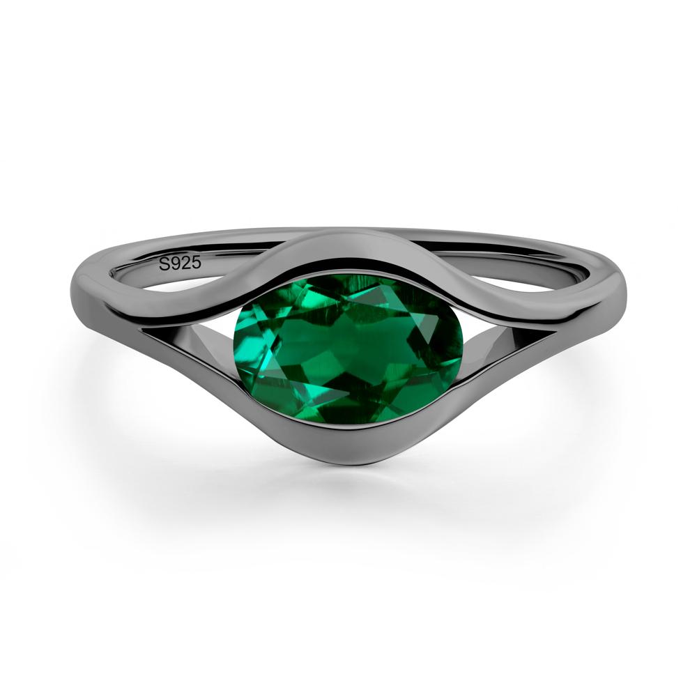 Minimalist Bezel Set Emerald Ring - LUO Jewelry #metal_black finish sterling silver