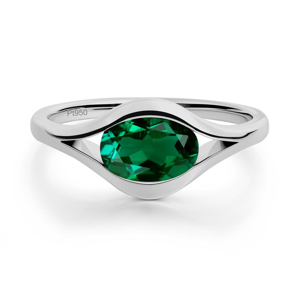 Minimalist Bezel Set Emerald Ring - LUO Jewelry #metal_platinum