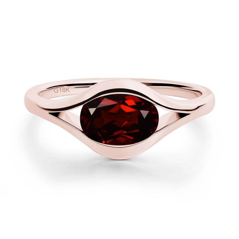 Oval Garnet Evil Eye Ring - LUO Jewelry #metal_18k rose gold