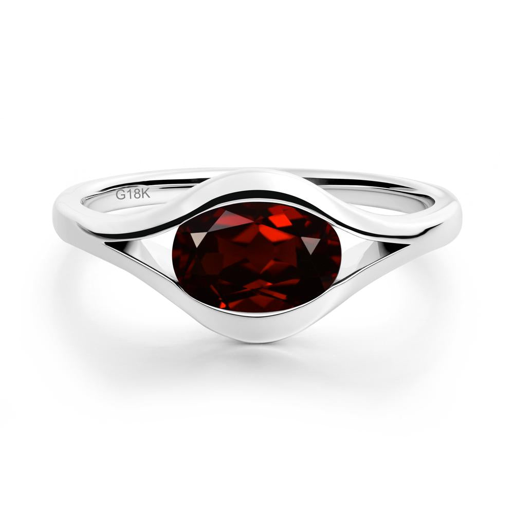 Oval Garnet Evil Eye Ring - LUO Jewelry #metal_18k white gold